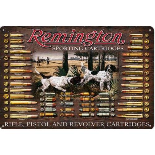Plåtskylt-Remington patroner och Jakthundar